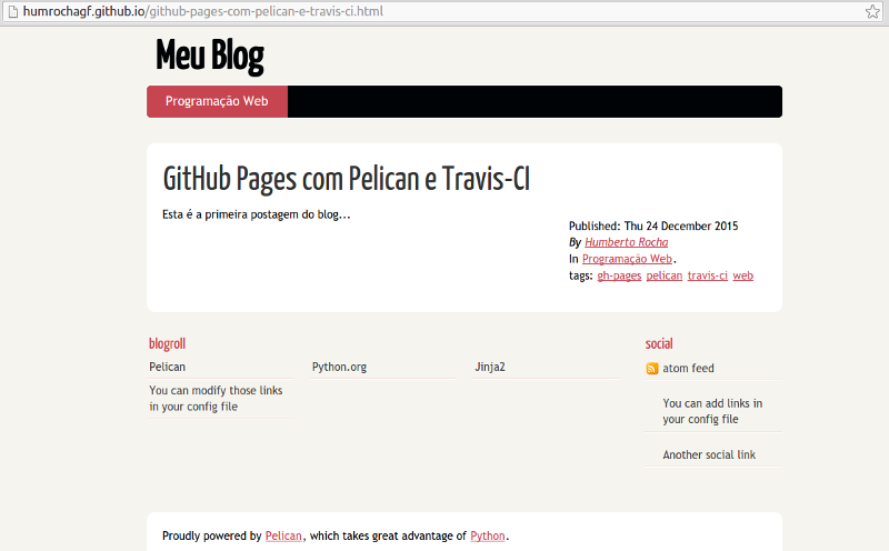 GitHub Pages com Pelican e Travis-CI